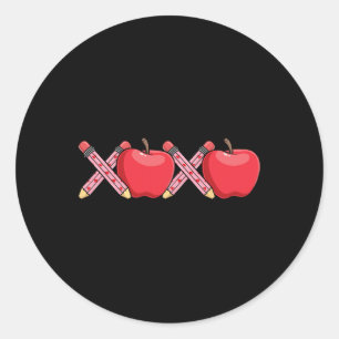 Xoxo Lehrer Valentine's Day Stift und Apfel Runder Aufkleber