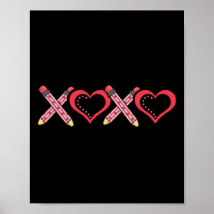 Xoxo Lehrer Valentinstag Bleistift und Apfel 2  Poster