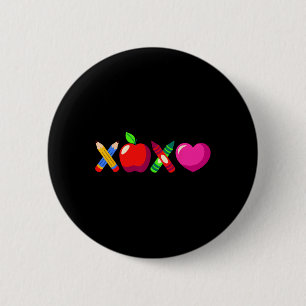Xoxo Lehrer Valentinstag Bleistift und Apfel 3 Button
