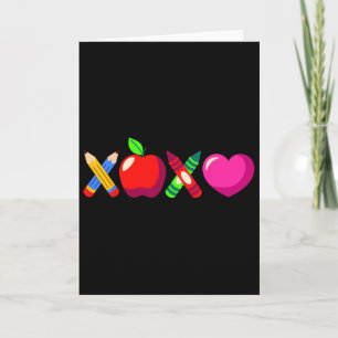 Xoxo Lehrer Valentinstag Bleistift und Apfel 3 Karte