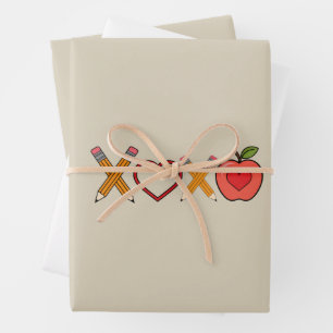 XOXO Lehrer Valentinstag Bleistift und Apfel Geschenkpapier Set