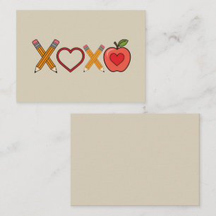 XOXO Lehrer Valentinstag Bleistift und Apfel  Mitteilungskarte
