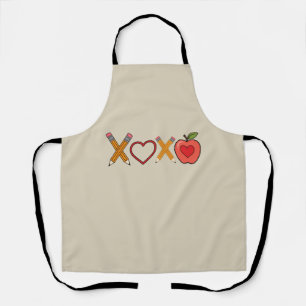 XOXO Lehrer Valentinstag Bleistift und Apfel Schürze