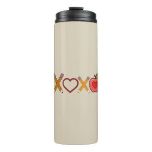XOXO Lehrer Valentinstag Bleistift und Apfel Thermosbecher