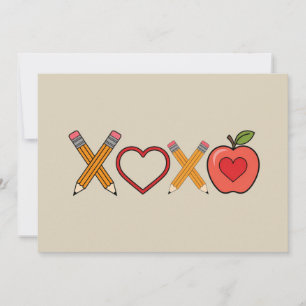 XOXO Lehrerin Valentinstag Stift und Apfel Einladung