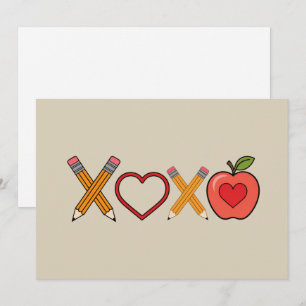 XOXO Lehrerin Valentinstag Stift und Apfel Feiertagskarte