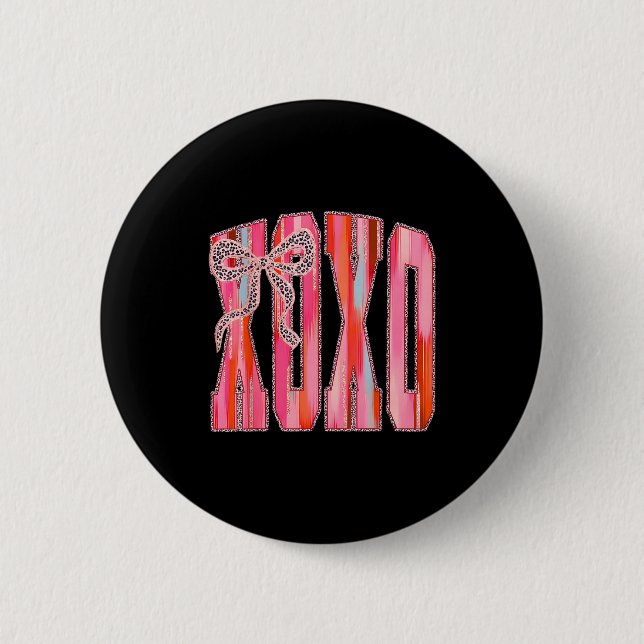 Xoxo Leopard-Bogen Lustiger Valentinstag Coquette  Button (Vorderseite)