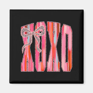 Xoxo Leopard-Bogen Lustiger Valentinstag Coquette Magnet