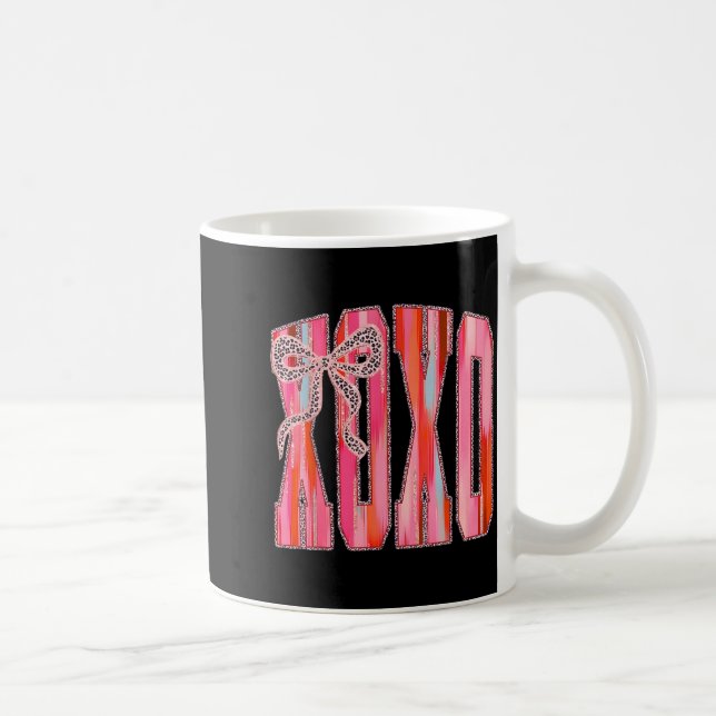 Xoxo Leopard Bow Funny Valentine's Day Coquette Nk Kaffeetasse (Rechts)
