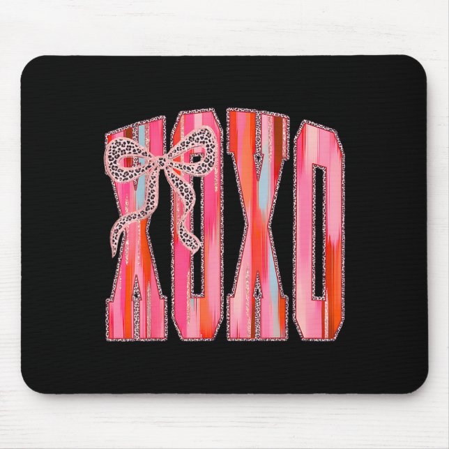 Xoxo Leopard Bow Funny Valentine's Day Coquette Nk Mousepad (Vorne)