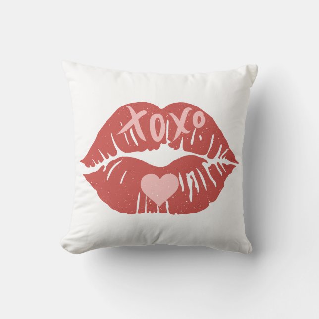 XOXO Lips Valentinstag Kissen (Vorderseite)
