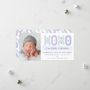 XOXO Little Valentine Boy Foto Geburtserklärung Feiertagskarte