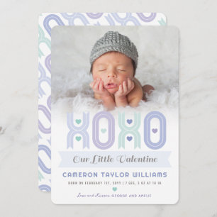 XOXO Little Valentine Foto Boy Birth Ankündigung