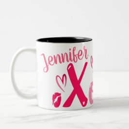 Xoxo Love Anniversary or Valentine with Name  Zweifarbige Tasse