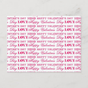 XOXO Love Happy Valentine's Day Pink Red Ohrts Feiertagspostkarte