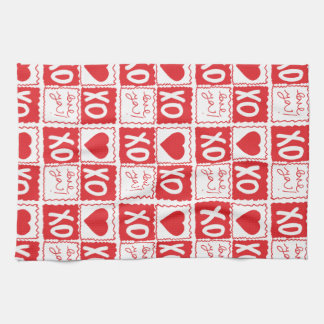 XOXO Love Heart Valentinstag Rot Weiß Geschirrtuch