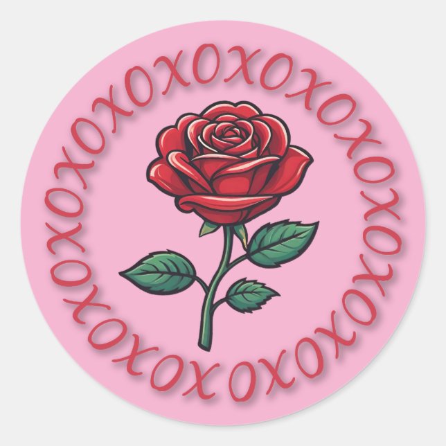 XOXO Love Rose Aufkleber (Vorderseite)