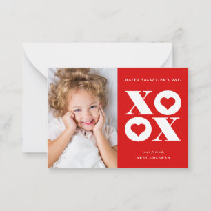 XOXO moderne Foto-Klassenzimmer Valentinstagskarte Mitteilungskarte