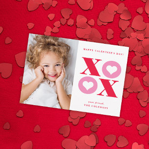 XOXO moderne Portrait-Foto-Valentinstag-Karte Mitteilungskarte