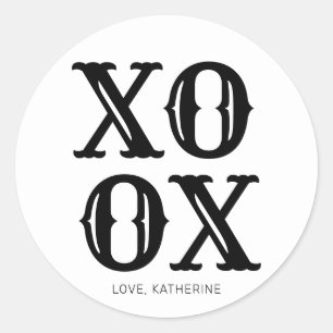 XOXO niedliche Typografie personalisiert Runder Aufkleber