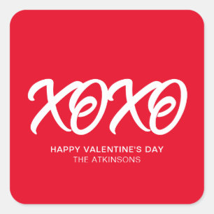 XOXO niedlicher, moderner Valentinstag Quadratischer Aufkleber