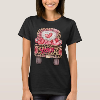 XOXO Niedliches rosa Herz Leopard LKW Happy Valent T-Shirt