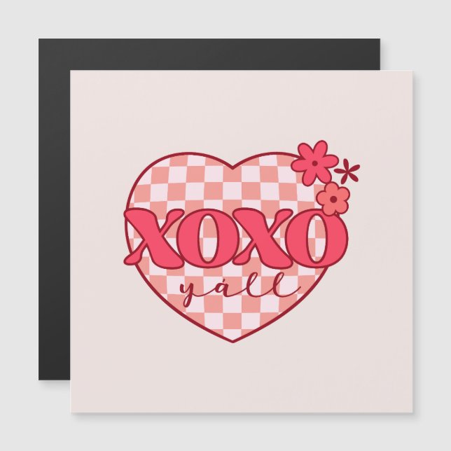 XOXO | Niedliches und liebenswertes rosa Herz Magnetkarte (Vorne/Hinten)