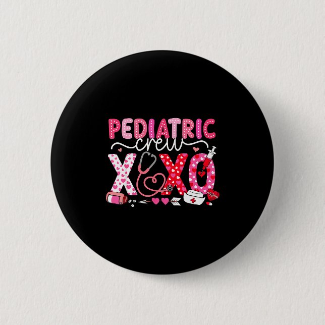 Xoxo Nurse Pediatric Crew Nurse Valentine Leopard  Button (Vorderseite)