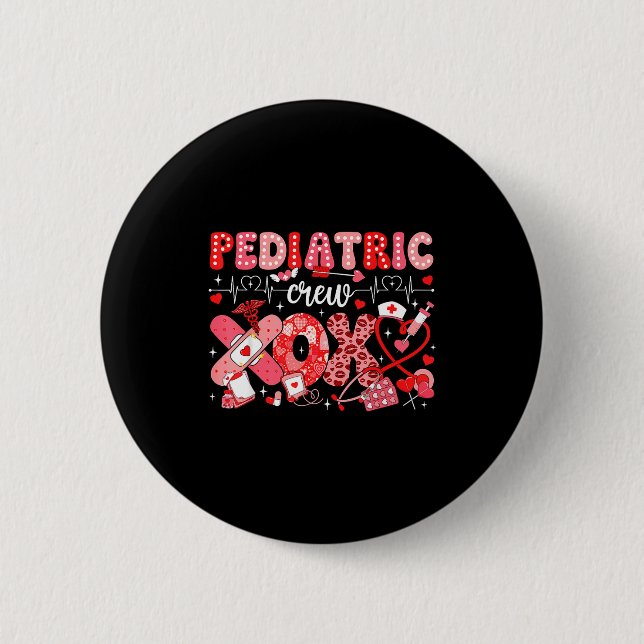 Xoxo Nurse Pediatric Crew Nurse Valentine Leopard  Button (Vorderseite)