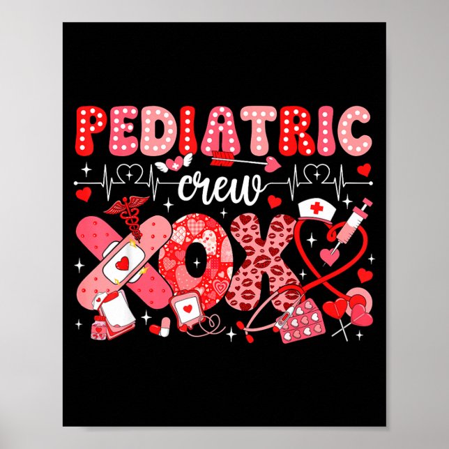 Xoxo Nurse Pediatric Crew Nurse Valentine Leopard  Poster (Vorne)