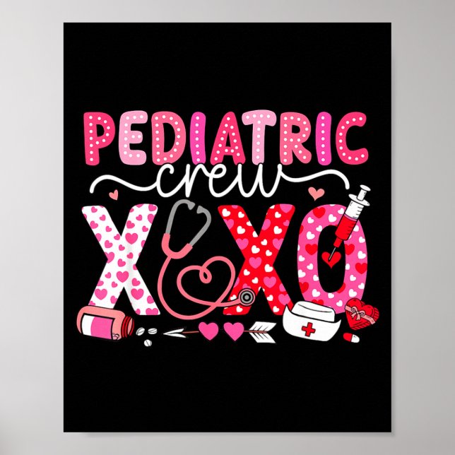 Xoxo Nurse Pediatric Crew Nurse Valentine Leopard  Poster (Vorne)