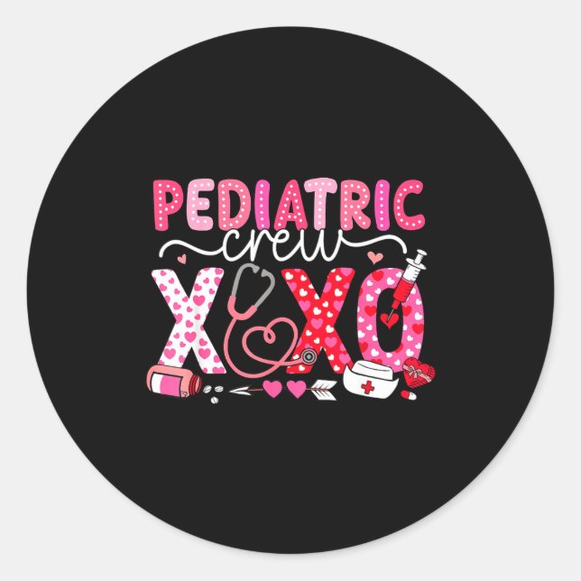 Xoxo Nurse Pediatric Crew Nurse Valentine Leopard  Runder Aufkleber (Vorderseite)