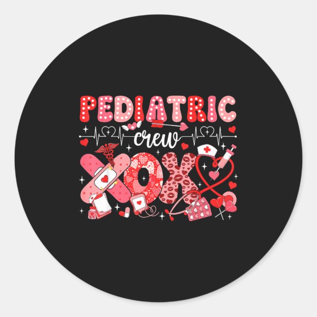 Xoxo Nurse Pediatric Crew Nurse Valentine Leopard  Runder Aufkleber (Vorderseite)