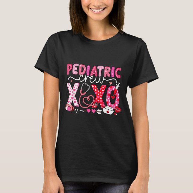 Xoxo Nurse Pediatric Crew Nurse Valentine Leopard  T-Shirt (Vorderseite)