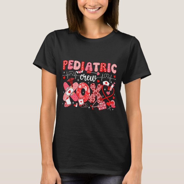 Xoxo Nurse Pediatric Crew Nurse Valentine Leopard  T-Shirt (Vorderseite)