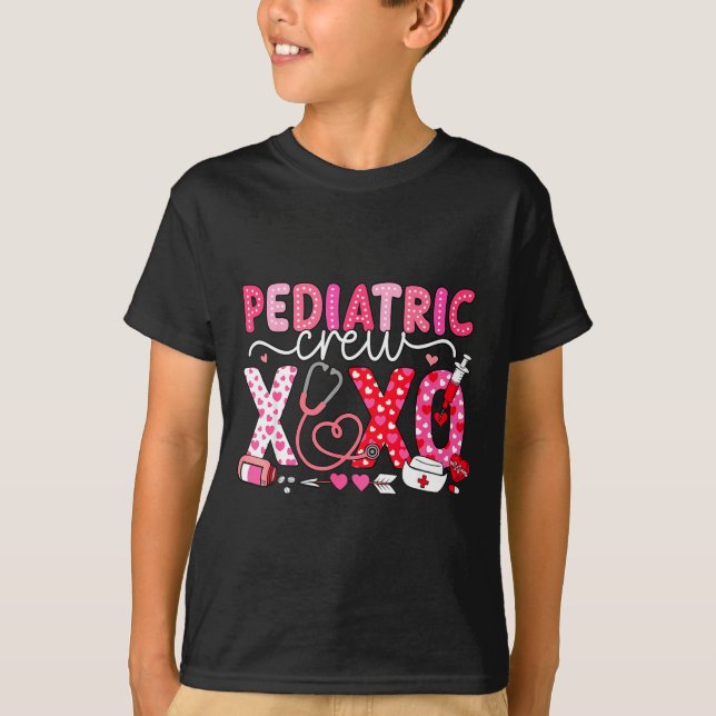 Xoxo Nurse Pediatric Crew Nurse Valentine Leopard  T-Shirt (Vorderseite)