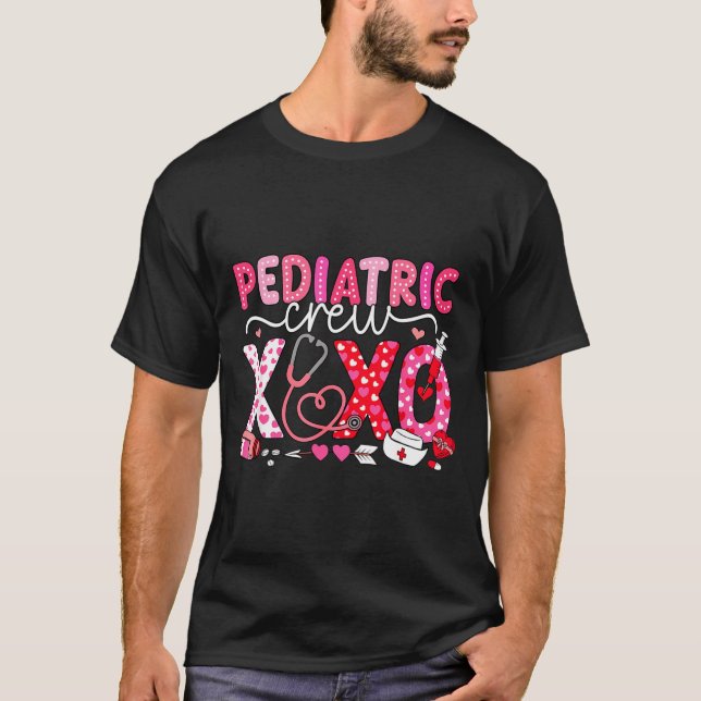 Xoxo Nurse Pediatric Crew Nurse Valentine Leopard  T-Shirt (Vorderseite)