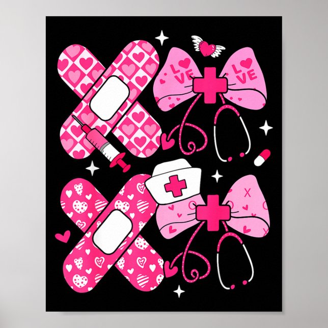 Xoxo Nurse Valentines Day Stethoscope Valentine Nu Poster (Vorne)