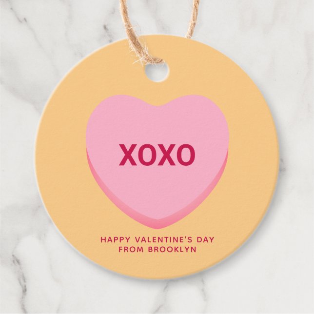 XOXO orange rosa Konversation Herz Valentine Geschenkanhänger (Vorderseite)