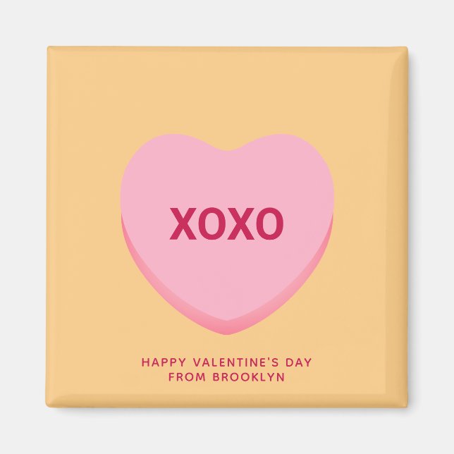 XOXO orange rosa Konversation Herz Valentine Magnet (Vorne)