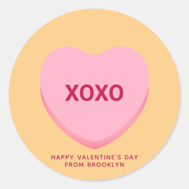 XOXO orange rosa Konversation Herz Valentine Runder Aufkleber (Vorderseite)