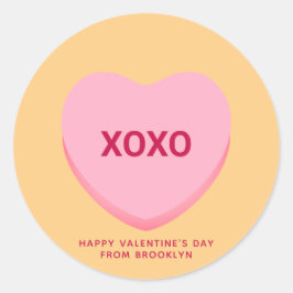 XOXO orange rosa Konversation Herz Valentine Runder Aufkleber