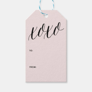 XOXO Pink & Black Modern Calligraphy Gift Tag Geschenkanhänger