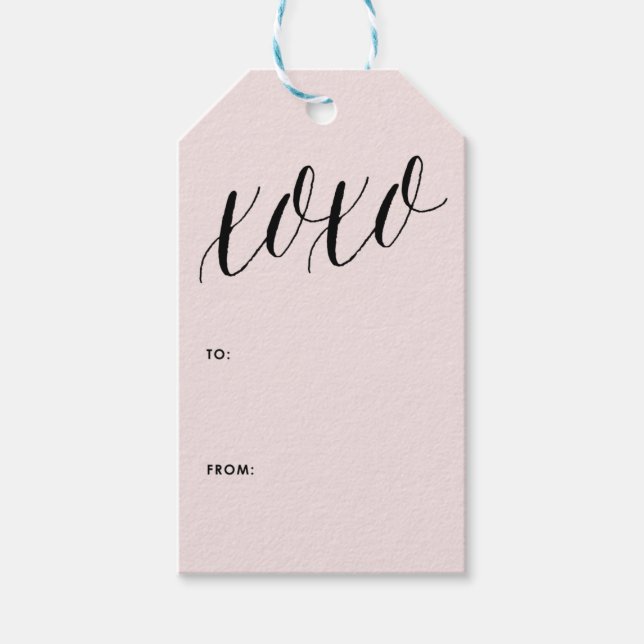 XOXO | Pink & Black Modern Calligraphy Gift Tag Geschenkanhänger (Vorderseite)