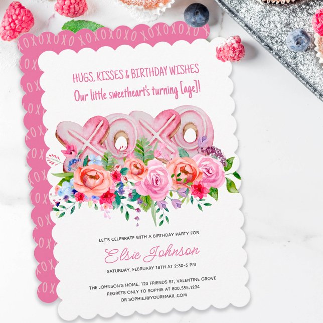 XOXO Pink Cookies Lebende Blumengeburt Einladung (Von Creator hochgeladen)