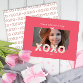 XOXO Pink Foto-Klasse Valentinenkarte Mitteilungskarte