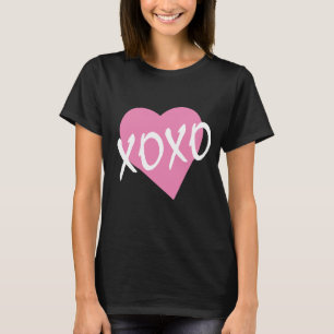 XOXO Pink Heart Black Hugs Kisses T-Shirt