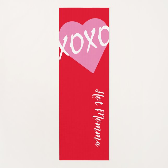 XOXO Pink Heart White XOXO Hugs Kisses Red Yogamatte (Vorderseite)