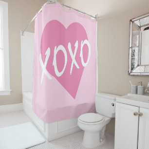 XOXO Pink Herz Hugs Kisses Pink Duschvorhang
