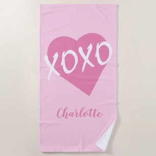 XOXO Pink Herz Hugs Kisses Pink Strandtuch